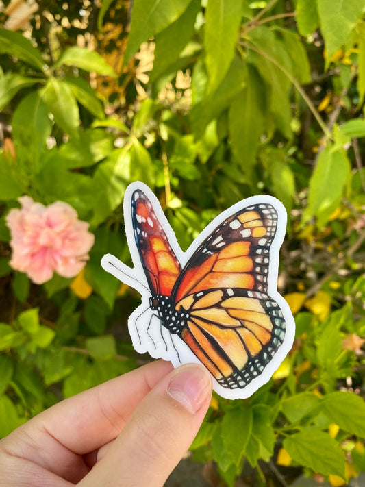 Clear Monarch Butterfly Sticker (Profile), 3x2.9in