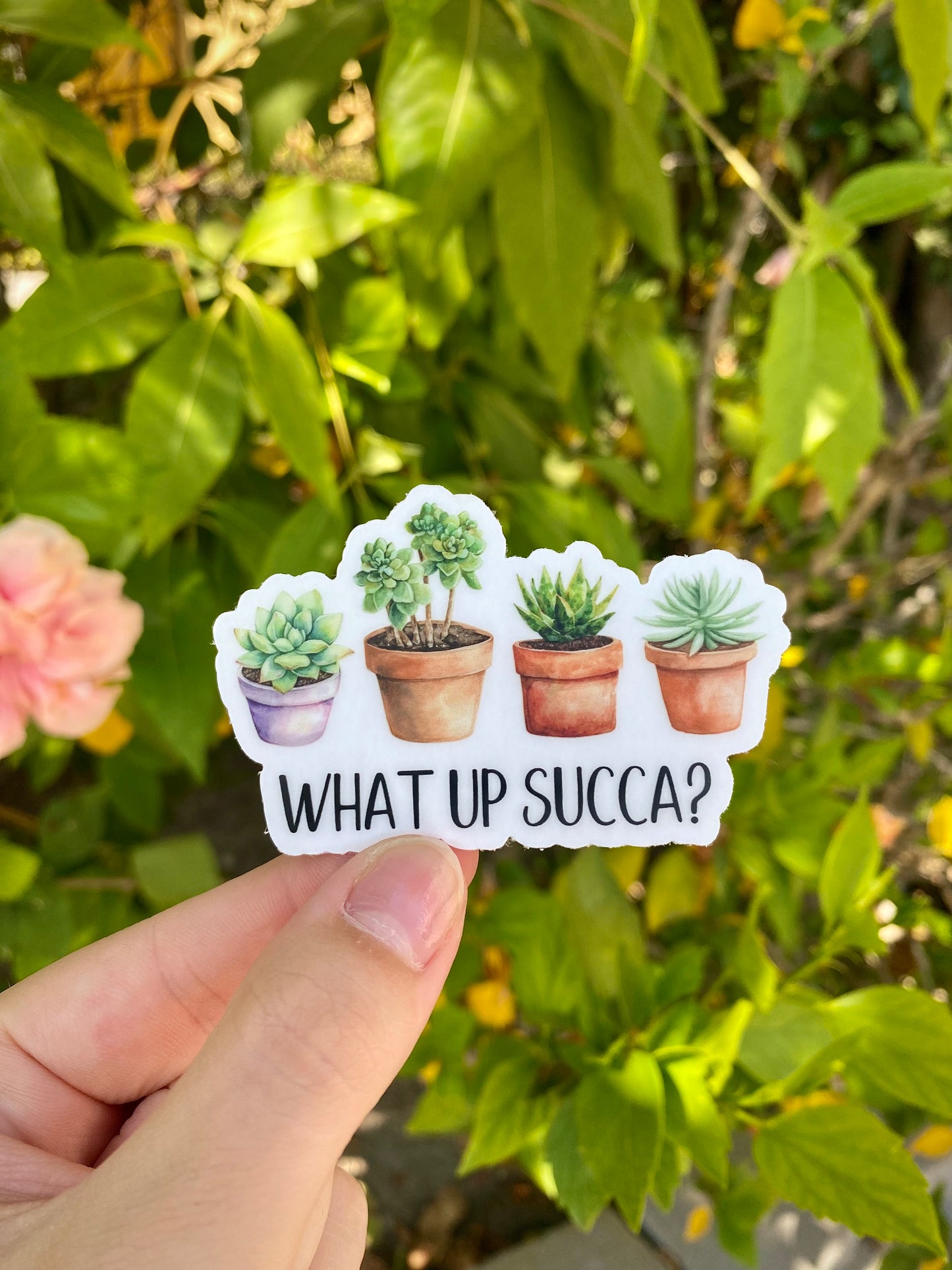 Clear "What Up Succa?" Sticker, 3x1.9in