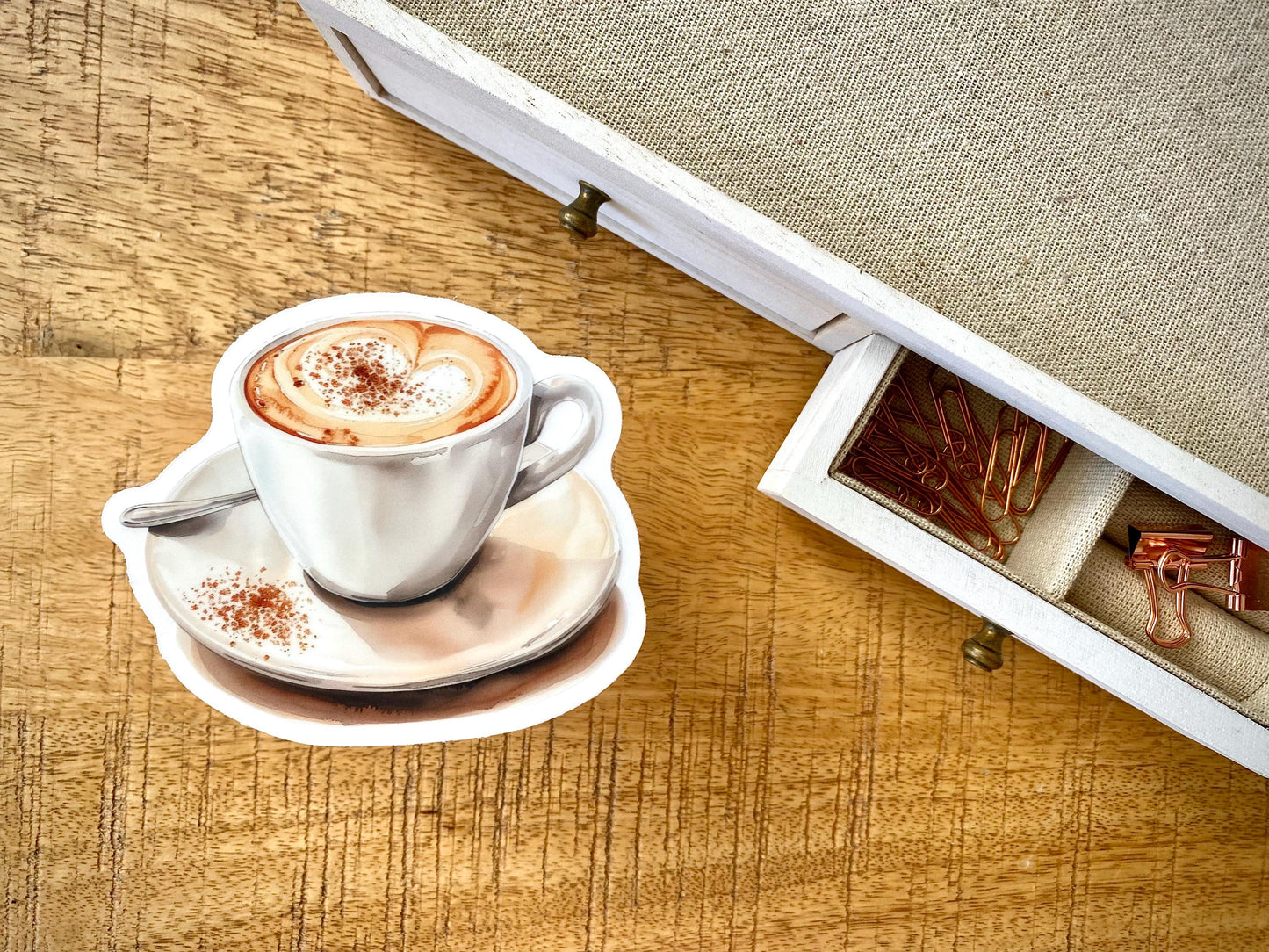 Clear Cappuccino Sticker, 4x3.4in