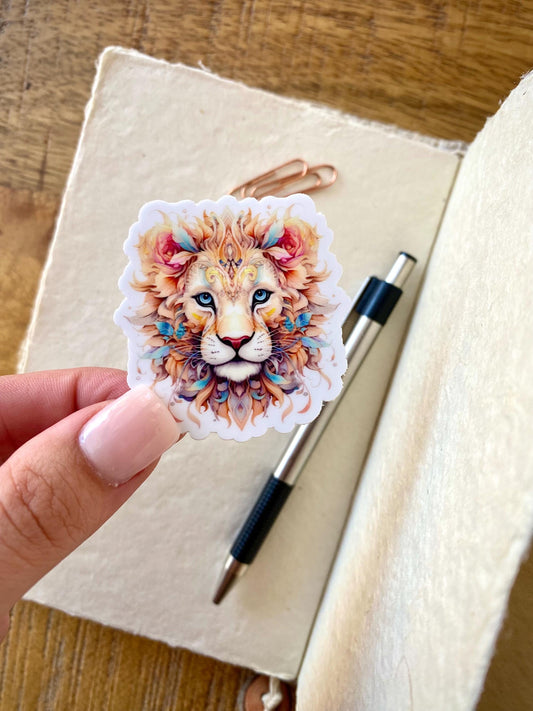 Classic Pastel Lion Sticker, 1.9x2in