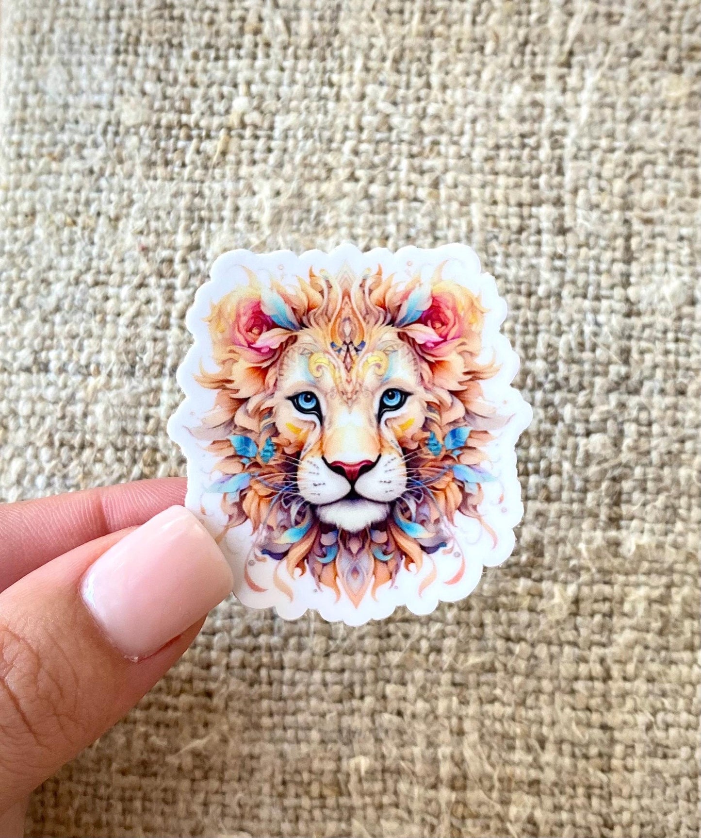 Classic Pastel Lion Sticker, 1.9x2in