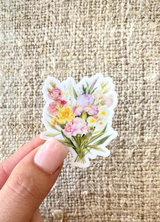 Classic Pastel Flower Bouquet Sticker, 1.7x2in