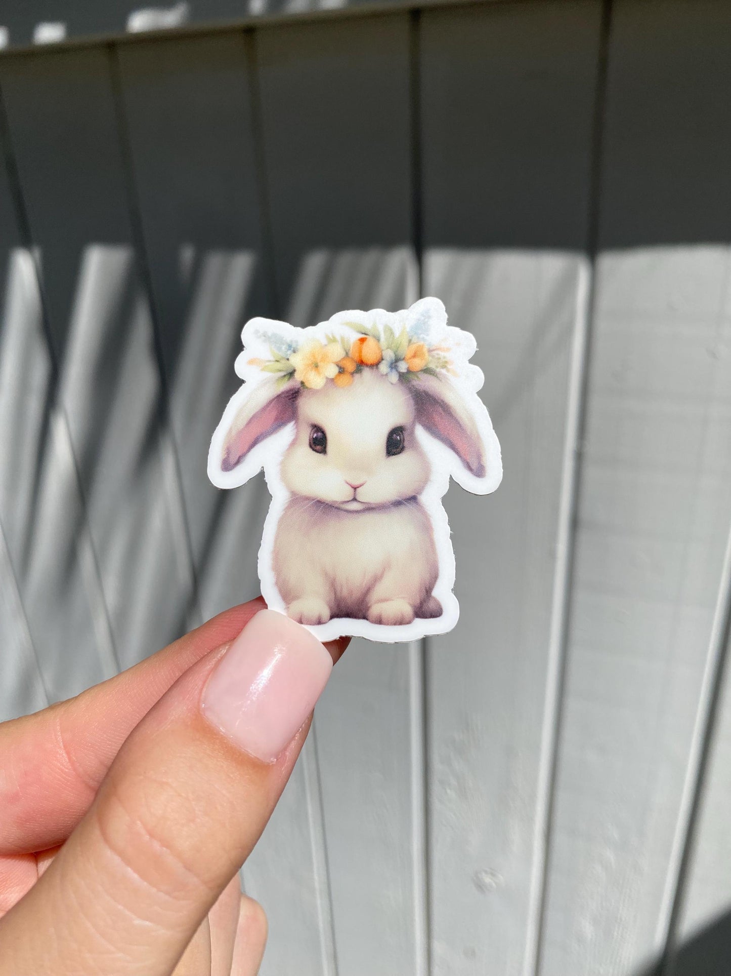 Classic Bunny with Floral Crown Sticker, 1.7x2in