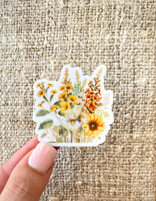 Classic Golden Florals Sticker, 2x2in