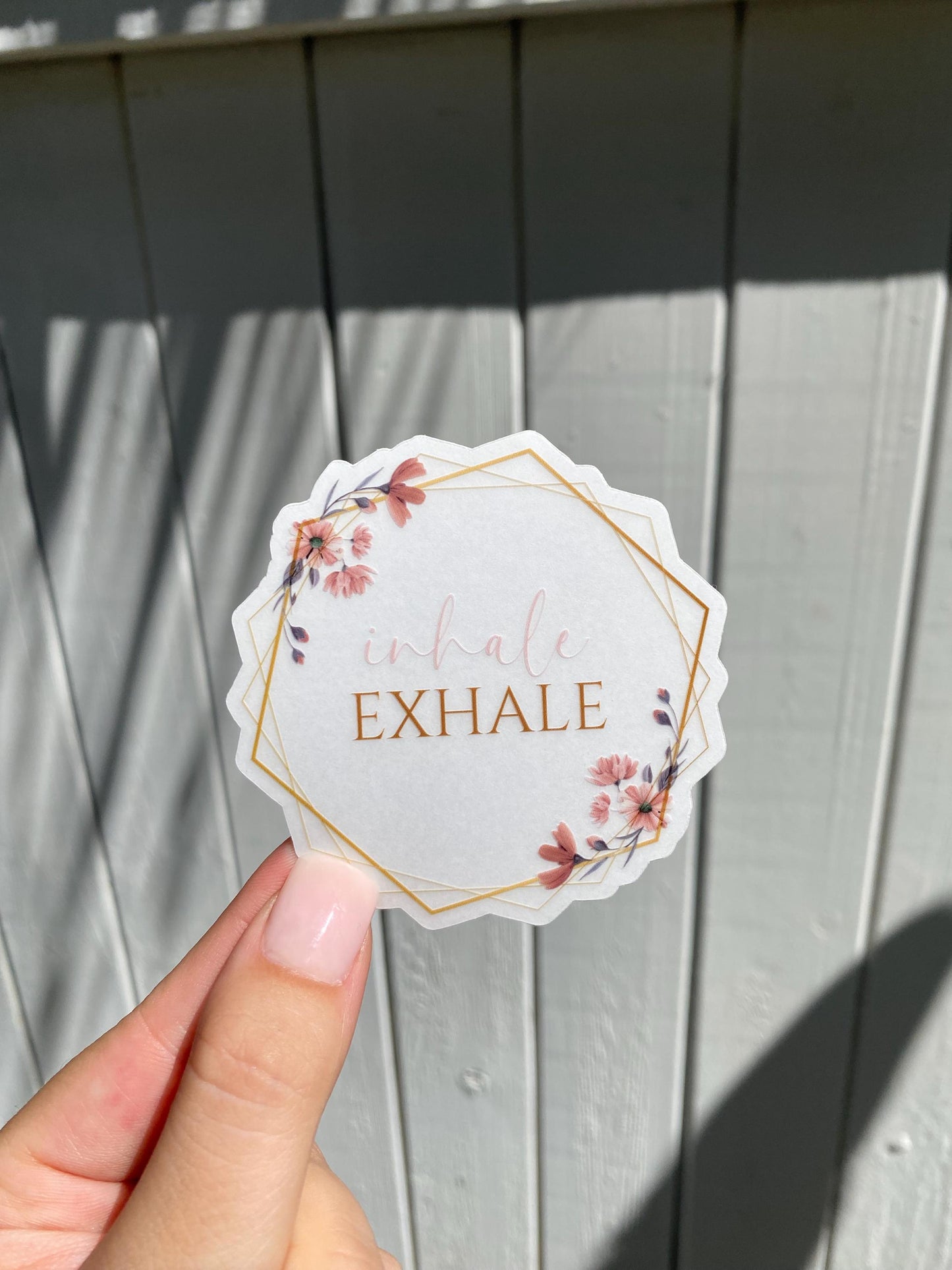 Clear Inhale Exhale Sticker, 3x3in