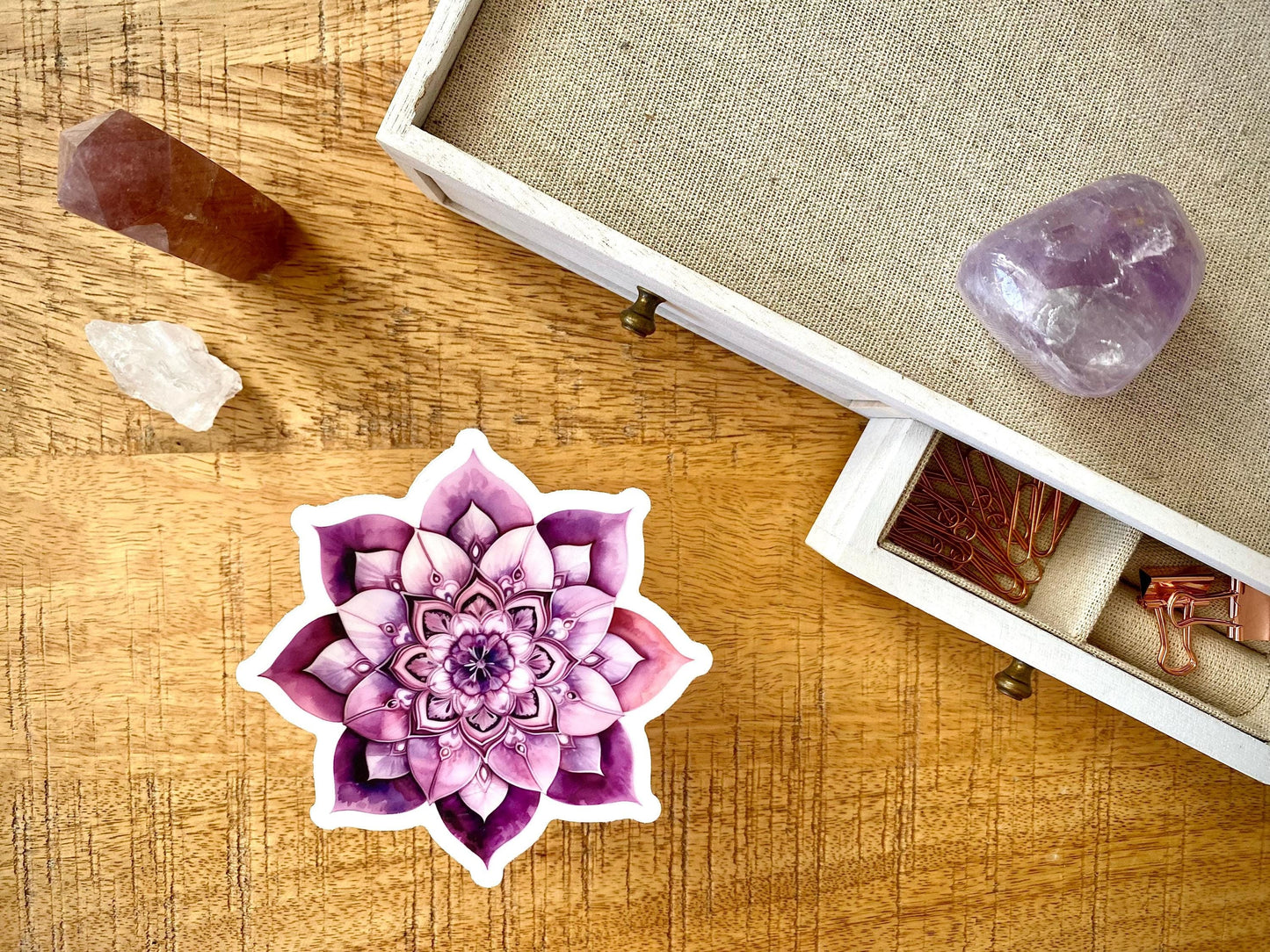 Clear Purple Mandala Sticker, 4x4in