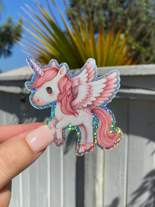 Classic Glitter Pegasus Sticker, 2.87x3in