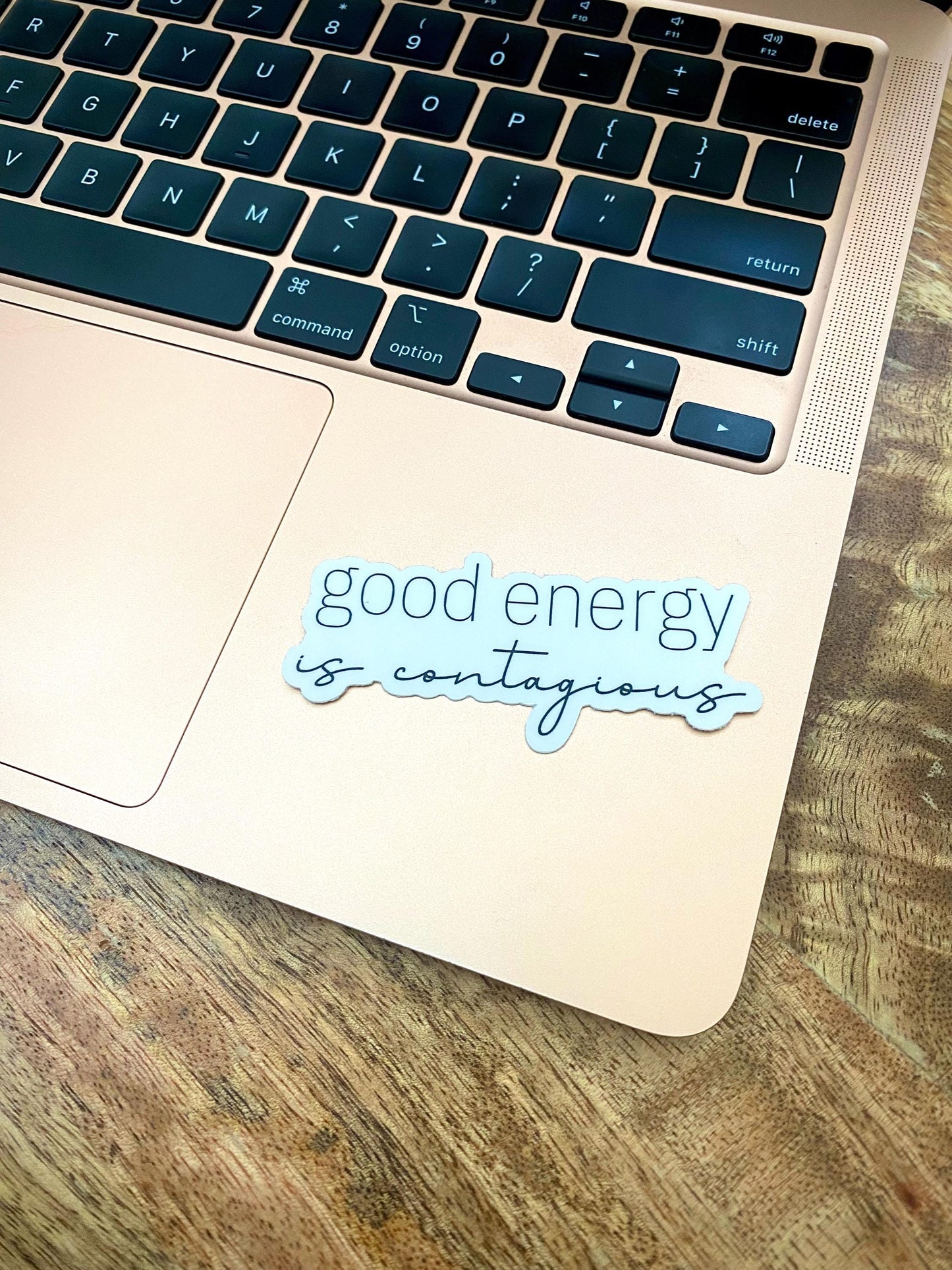 Clear "Good Energy" Sticker, 3x1.3in