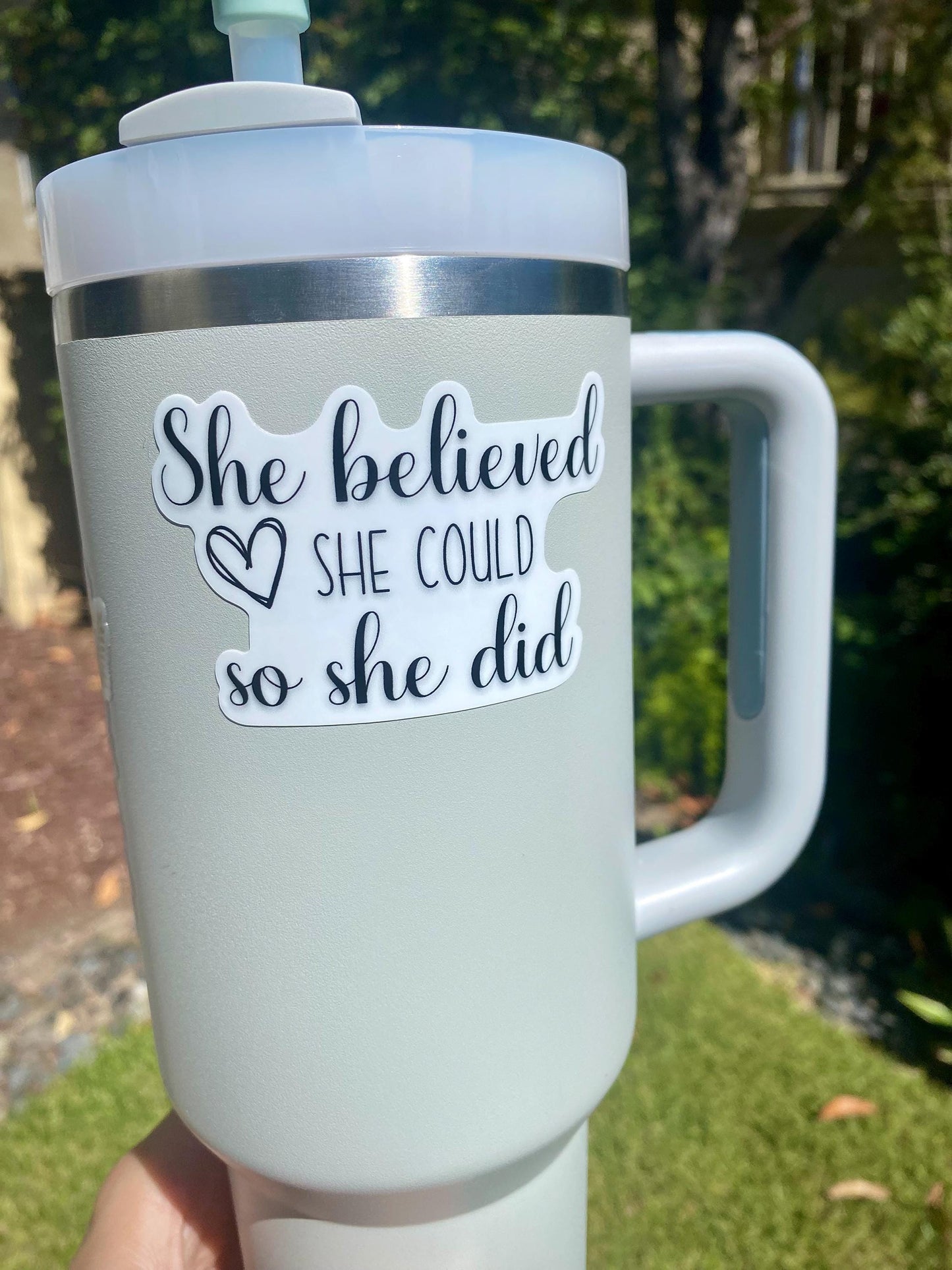 Classic "She Believed She Could" Sticker, 3x1.9in