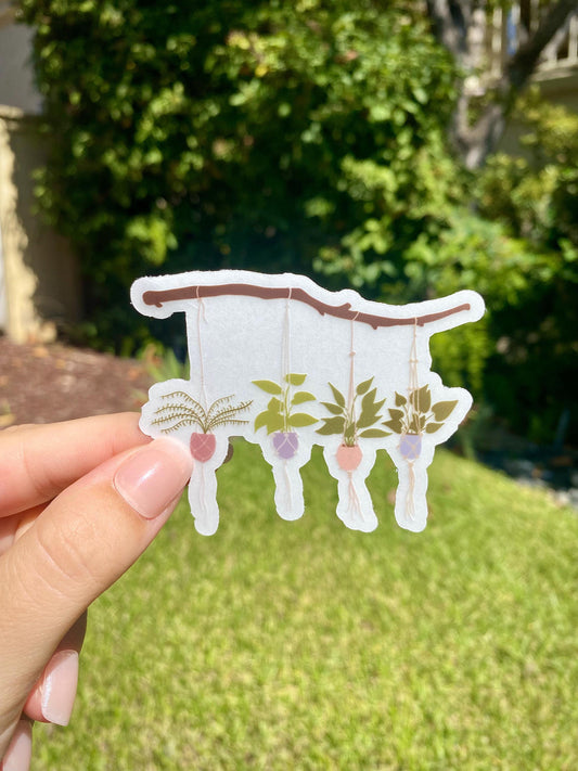 Clear Hanging Plants Sticker (Branch), 3x2.4in