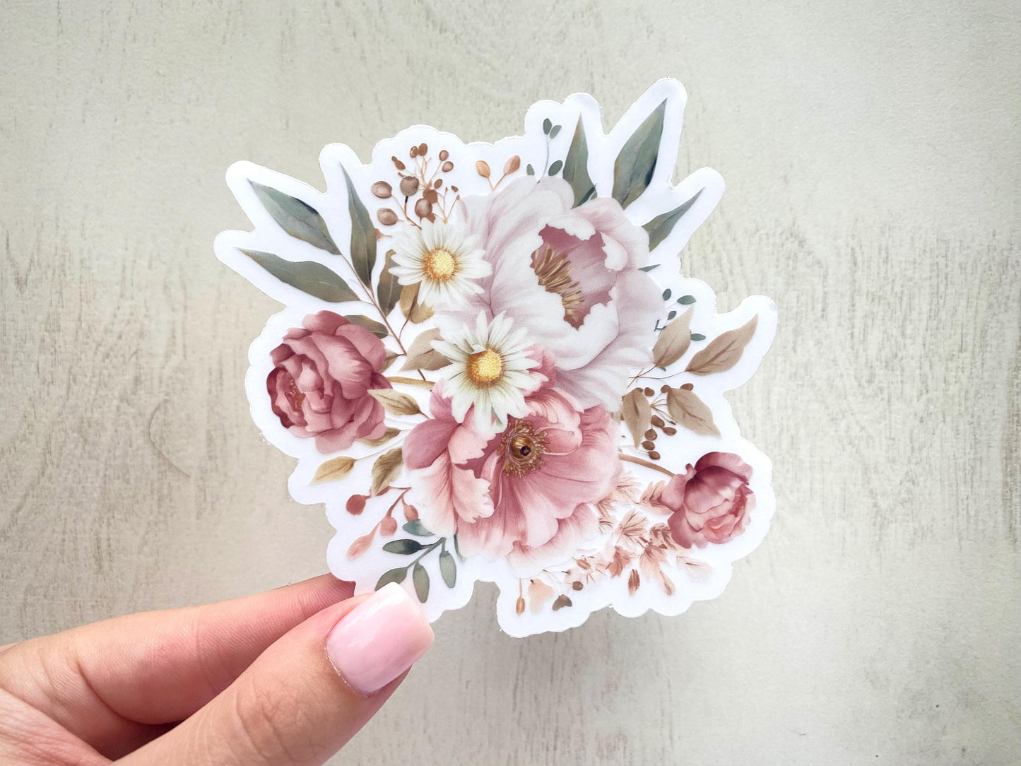 Clear Pastel Floral Sticker, 4x4in