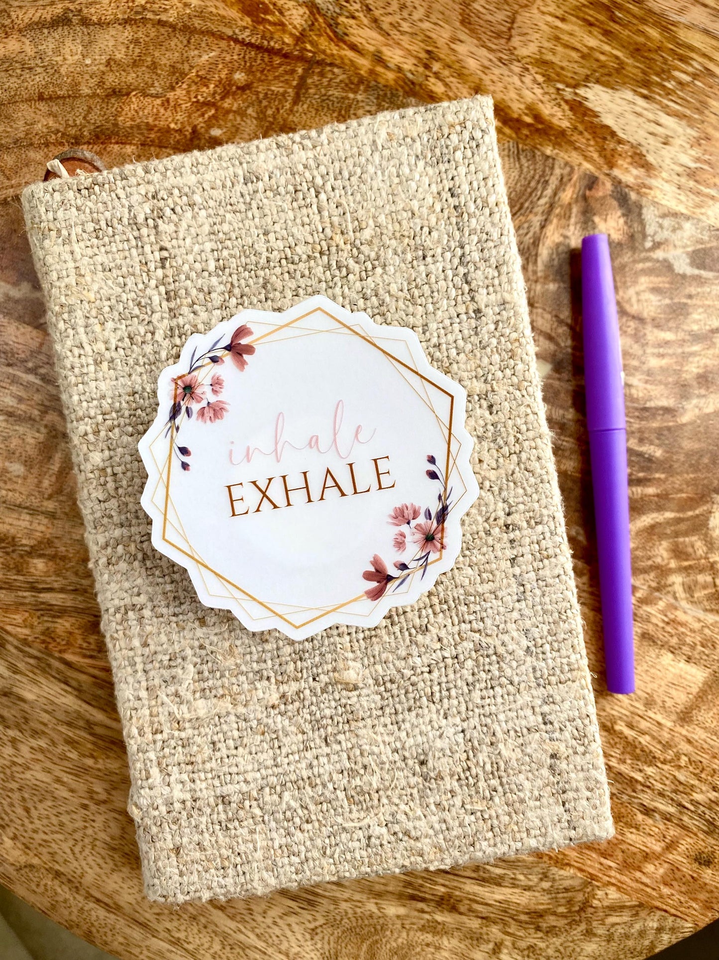 Clear Inhale Exhale Sticker, 3x3in