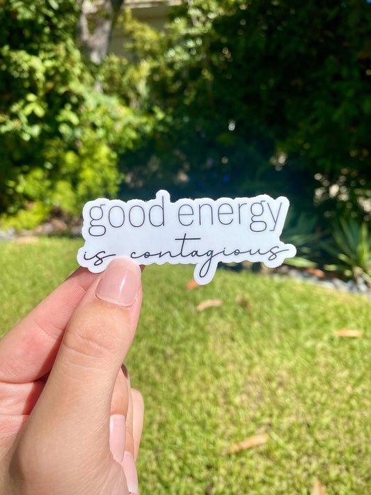 Clear "Good Energy" Sticker, 3x1.3in